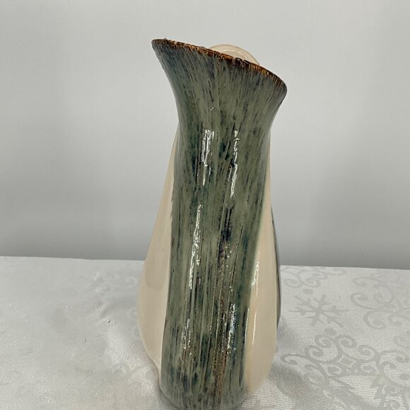 Abstract Green & Cream Ceramic Vase - Picture 4 of 9